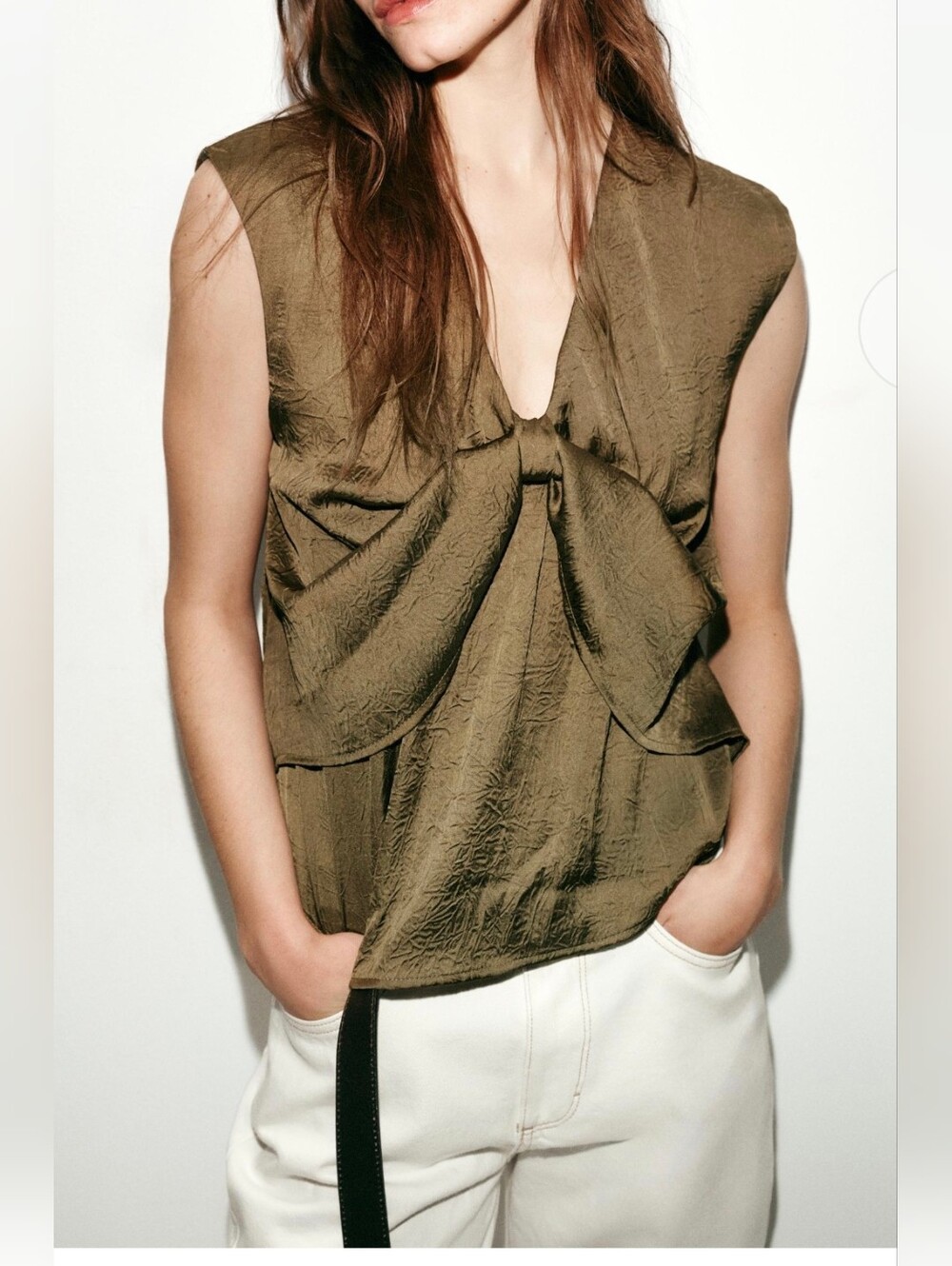 Zara KNOTTED SATIN EFFECT TOP(S)